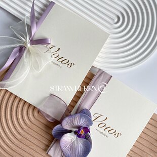 ?婚礼誓言卡新郎新娘致辞本手写发言卡结婚宣誓本ins紫色主