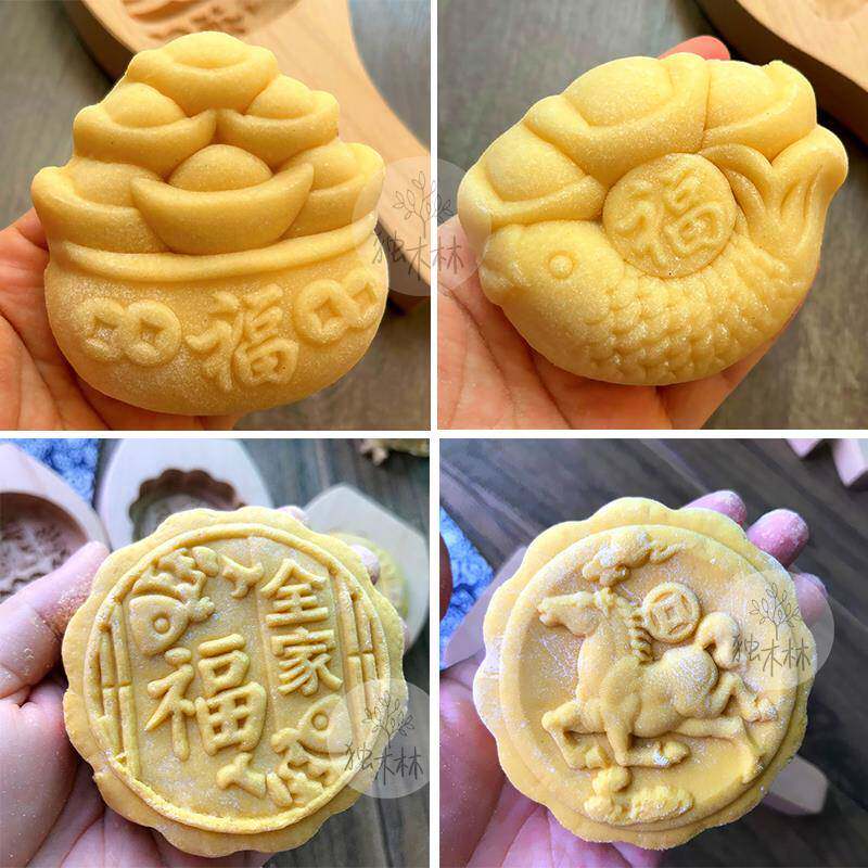 做馒头面食花样蒸糕烘培木质绿豆糕点福鱼老式月饼模具青团艾果