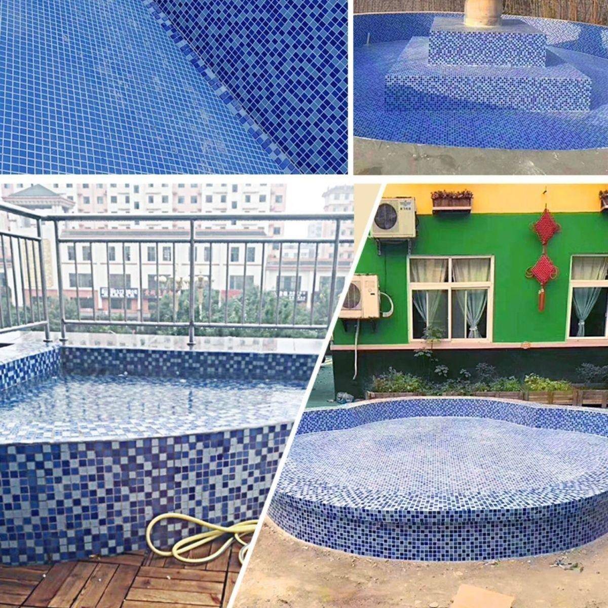 游泳池水晶玻璃马赛克瓷砖水池浴室卫生间背景墙蓝色红色厨房地砖