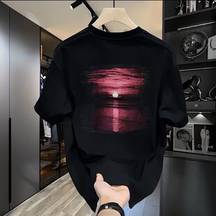 搞钱做慈善~特大码300斤重磅纯棉短袖T恤男夏季潮流痞帅休闲上衣