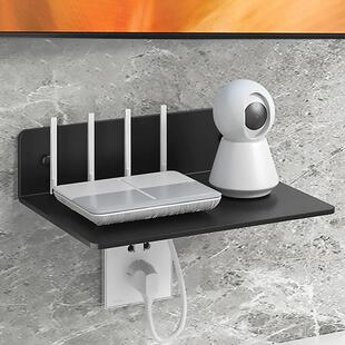 免打孔wifi机顶盒支架墙面托架小 铝合金墙上监控路由器置物架l型