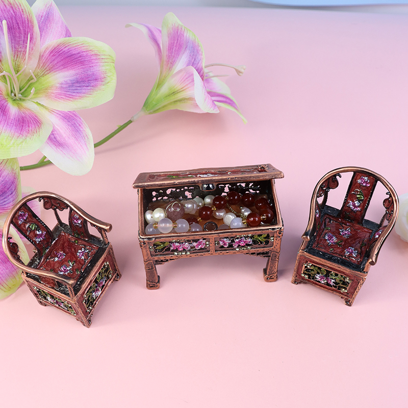 复古书桌椅四件套摆件首饰盒