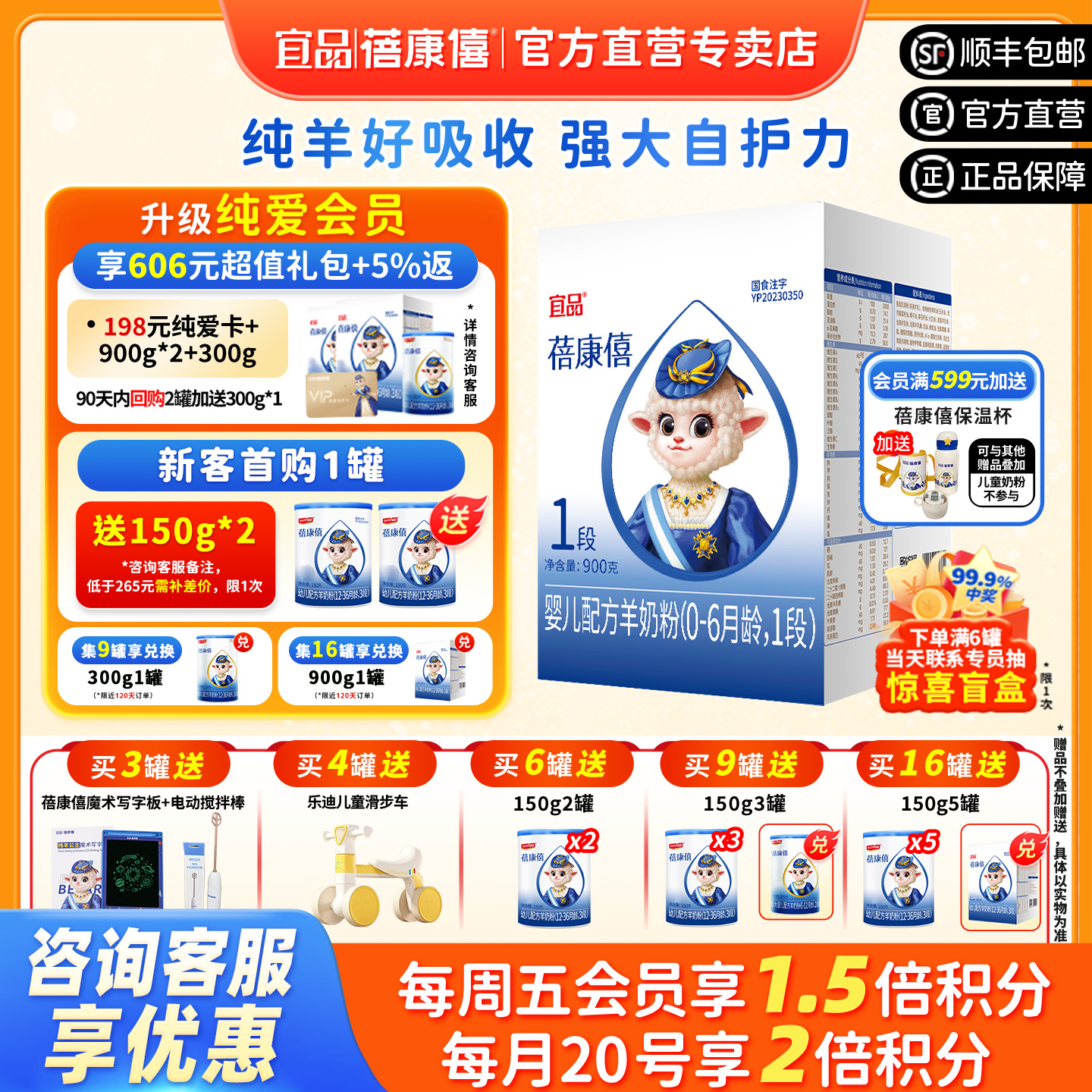 宜品蓓康僖婴幼儿羊奶粉1段900g