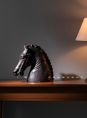 马头手工雕刻摆件客厅书房