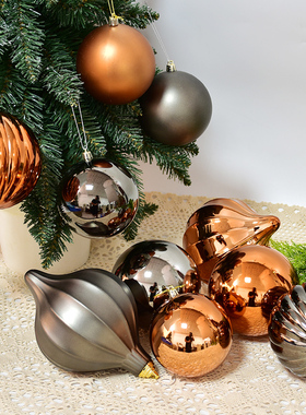 节庆装饰品圣诞树挂饰洋葱吊球场景布置古铜色铁灰色圣诞球6-20CM