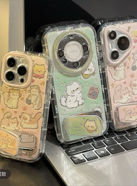 玩耍可爱猫咪狗狗支架适用苹果16pro手机壳iphone14小米15华为mate80K80nova13RENO11iQOO12p50荣耀300findx8
