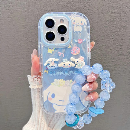 花环玉桂狗羽纱泡芙支架适用苹果16pro手机壳iphone14max小米15华为mate80K80nova13RENO11iQOO12p50荣耀300x