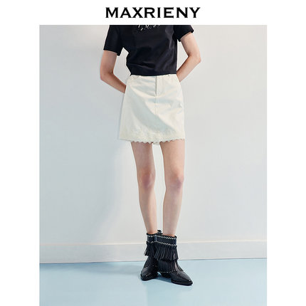 MAXRIENY宫廷裤裙米白色蕾丝直身短裤裙裤