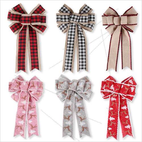 Fine linen plaid Christmas bow pendant decorative bow蝴蝶结