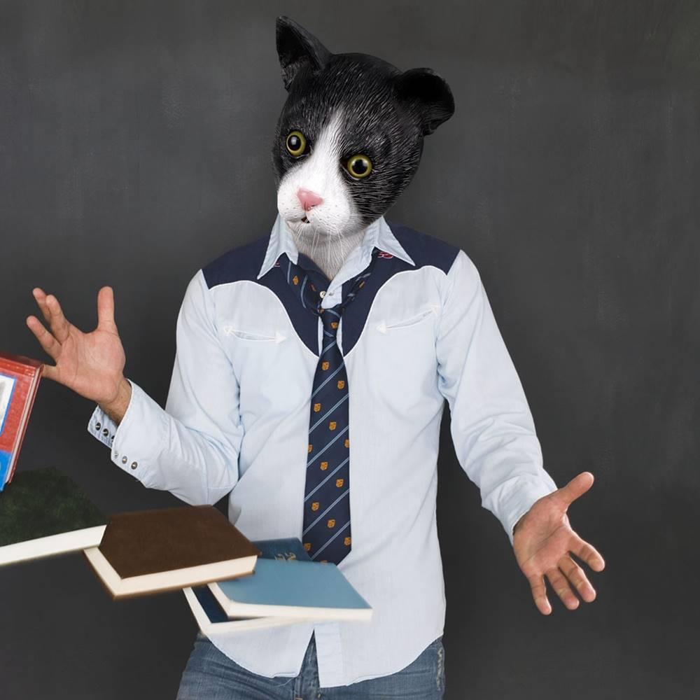 Pet Head Mask 黑猫乳胶头套面具猫头喵星人大脸猫舞会表演道具