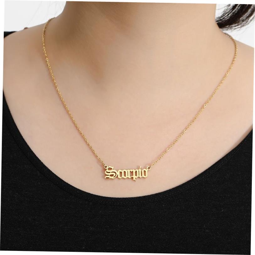 Zodiac women necklace alloy gold silver gift couple girls