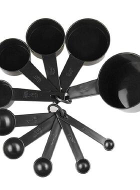 10pcs/lot black plastic measuring cups measuring spoon kitch