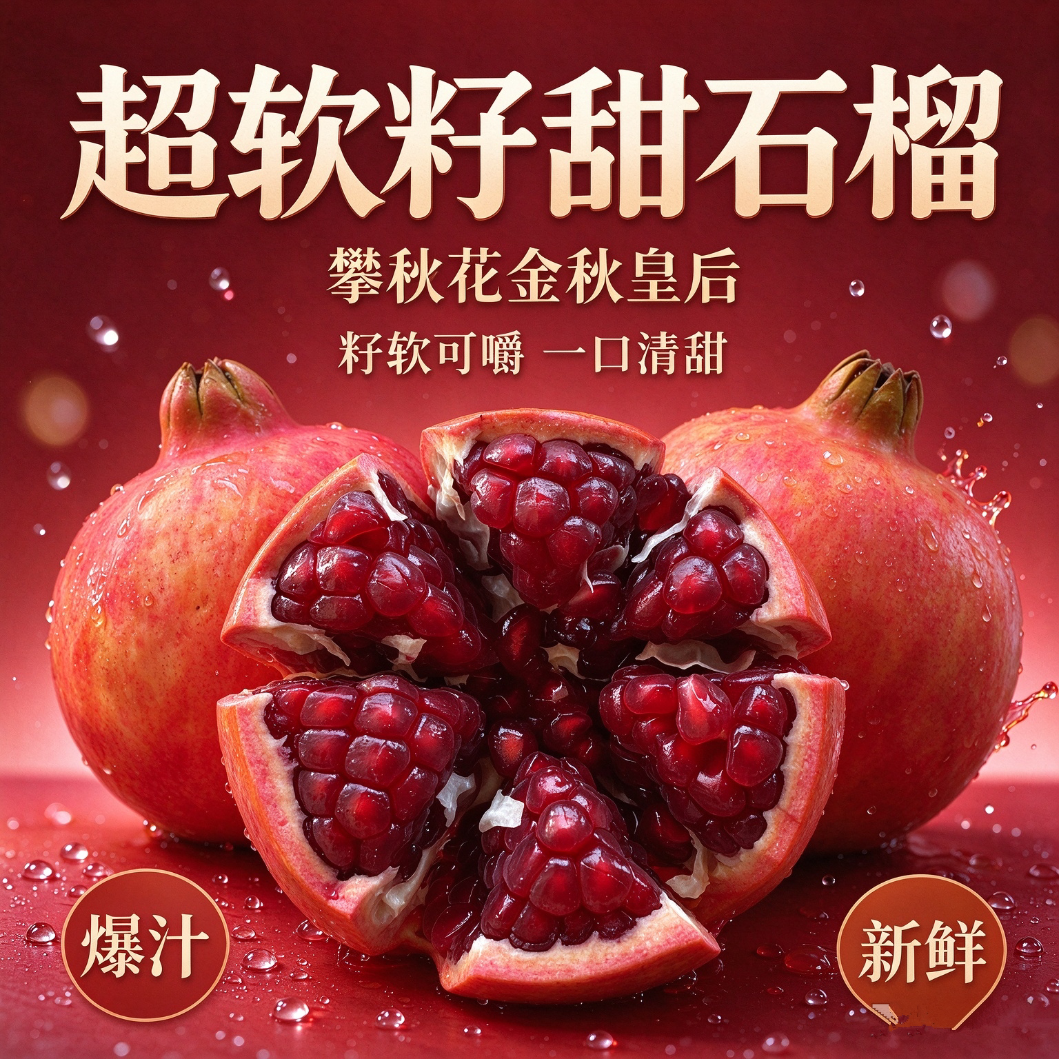 【顺丰】金秋皇后超软籽甜石榴四川攀枝花黑籽甜石榴新鲜采摘晚熟