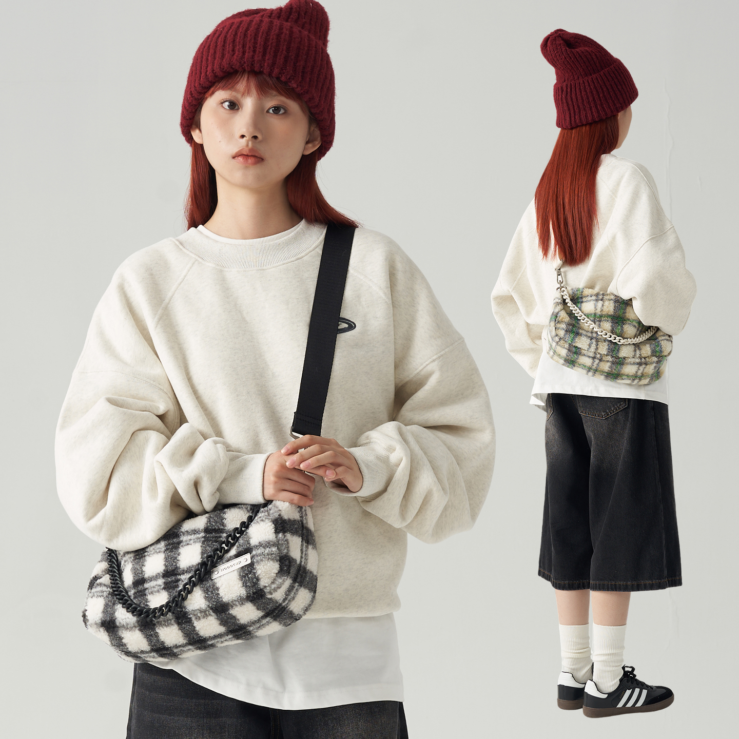 VAOPER喂牌秋冬毛绒腋下包斜挎包