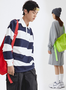 VAOPER喂牌红色新款斜挎包男大容量百搭包包女休闲运动健身单肩包