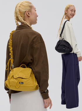 VAOPER喂牌抽绳袋包包女大容量褶皱单肩斜挎包休闲水桶包通勤包