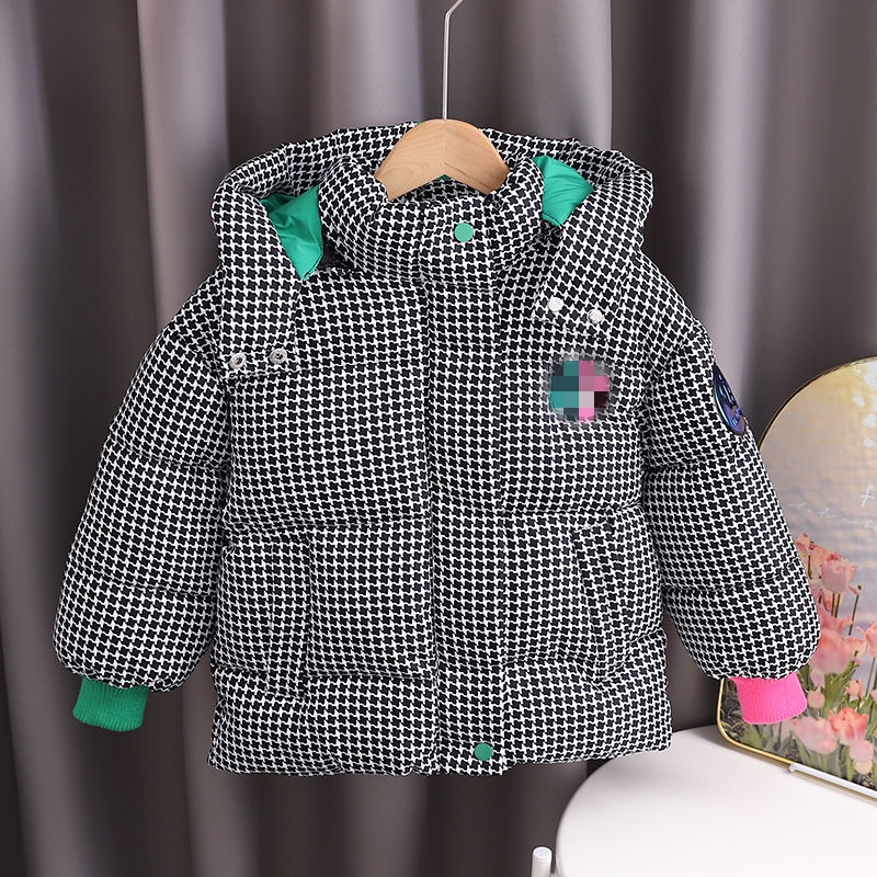 女童棉服冬装新款格子中小童洋气棉袄加厚羽绒棉儿童冬季棉衣外套