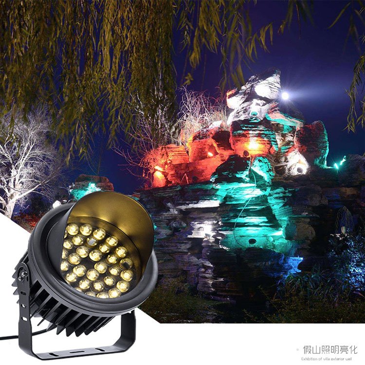 非标定制暖光led投射灯户外防水60W圆形投光灯园林绿化彩照树灯_虎窝淘
