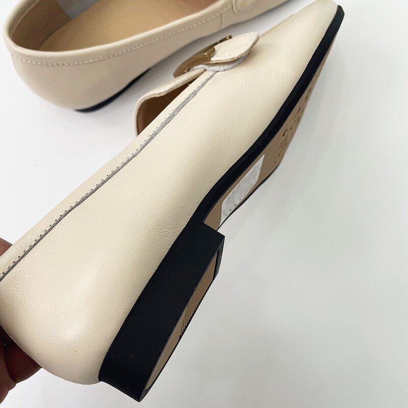 小脚蹬乐鞋意大利简约单鞋自留扣复古t牛皮女福一字