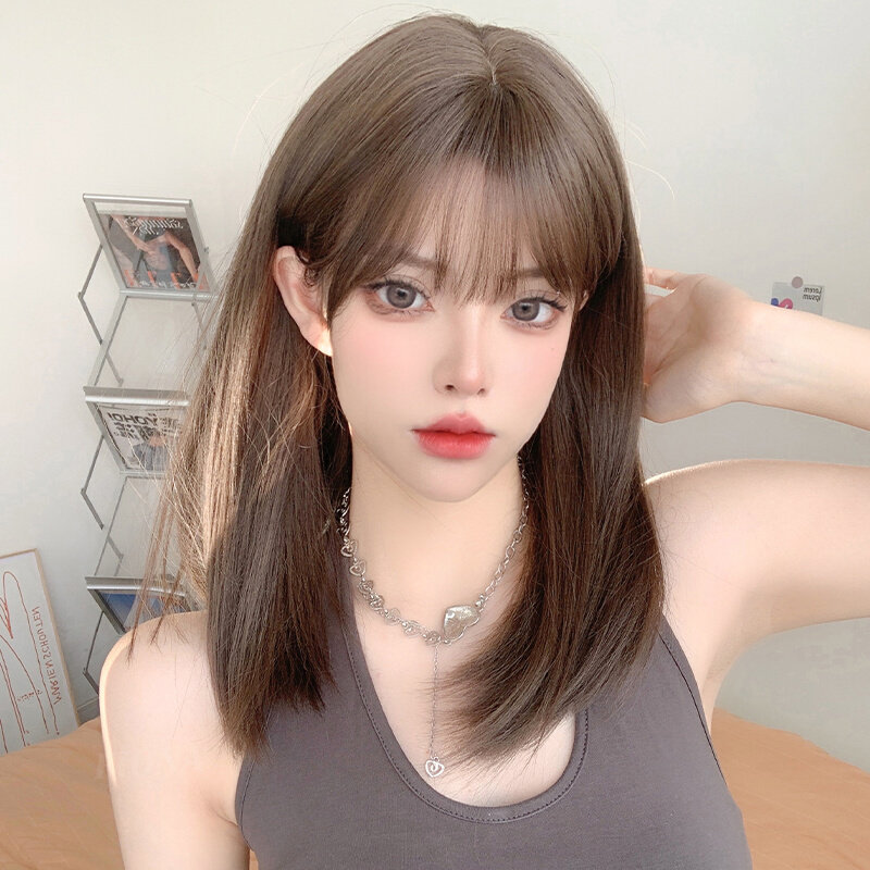 假发女中长发及肩内扣假发网红圆脸女生时尚新款网红减龄锁骨发