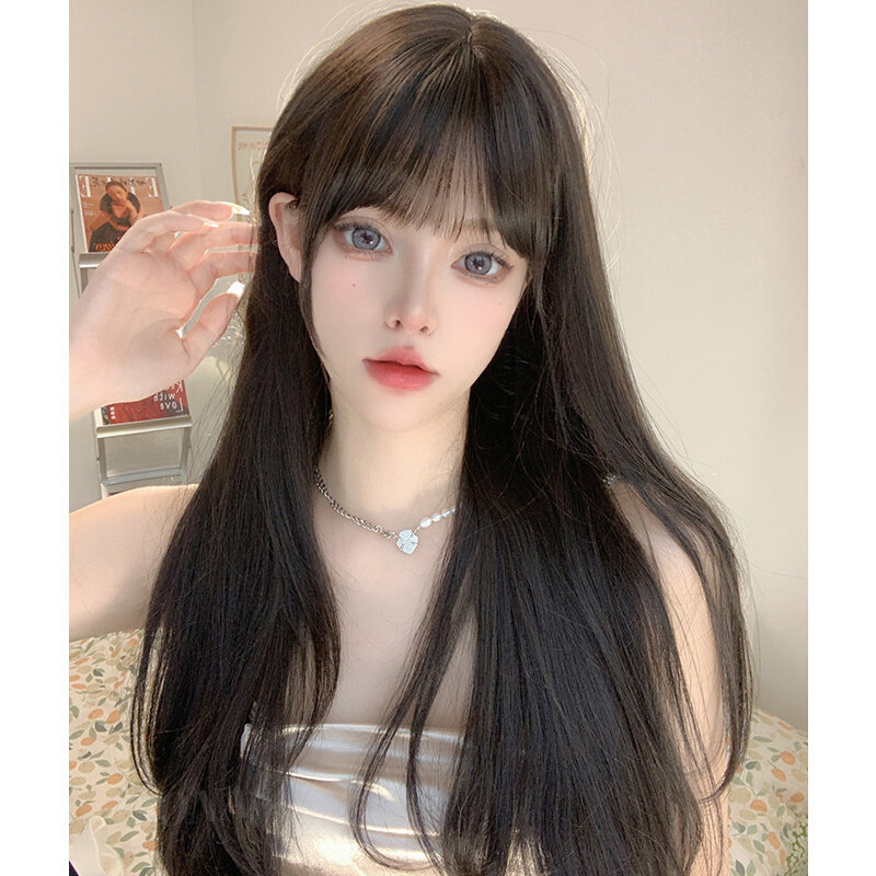 假发女长发自然全头套式2021年时尚中长发假发套适合圆脸发型自然