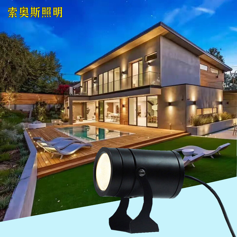 led投光灯户外防水射灯室外照明招牌门头灯插地射树灯景观照树灯
