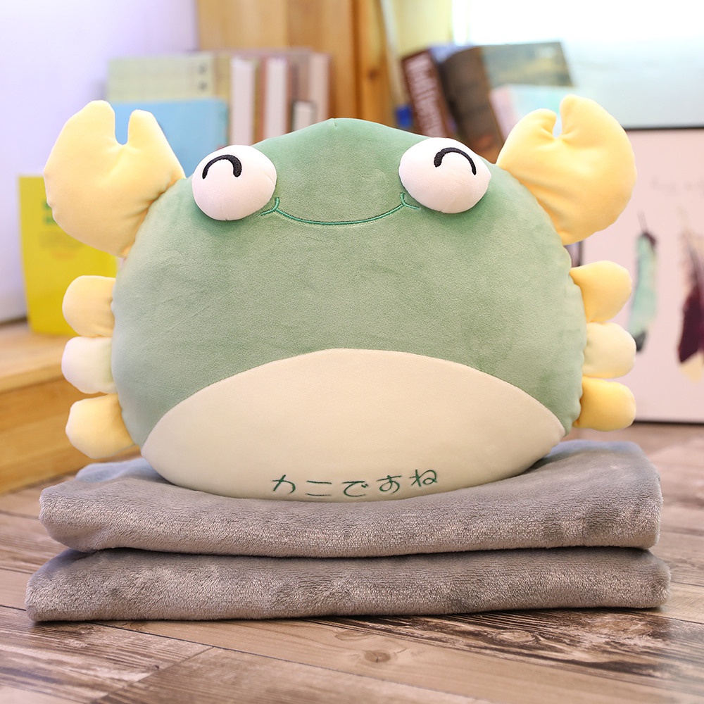 护螃蟹抱枕两用毛毯靠垫抱枕办公室可F爱新座椅被子车用垫靠垫靠