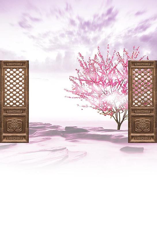 1754影拍照-桃花pz古装拍照背景纸布楼背景墙仙界背景古风背景