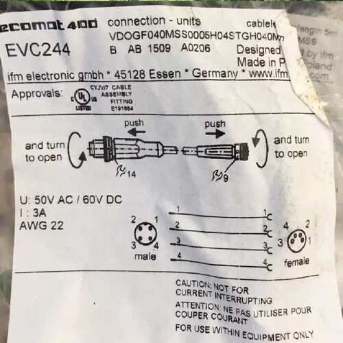 议价EVC244.EVC412. EVT001.EVC023.IFM传感器连接线