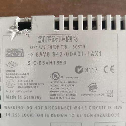 6AV6 642-0DA01-1AX1 OP177B PN/DP T/K 工业工控触摸屏议价维修