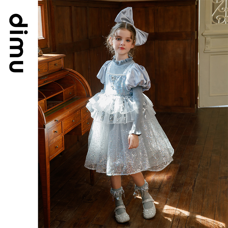 笛牧女童公主连衣裙秋冬超仙洋气