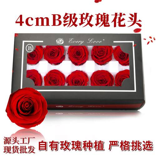 永生花玫瑰花头cmB级朵装diy手工材料高级感干花花材