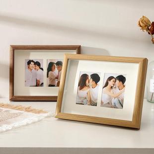 J情侣相框照片定制diy摆台定做相册空框打印两张婚纱照片组