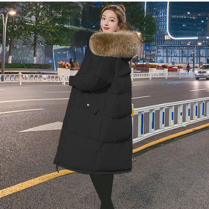 冬季外套2025新款宽松棉衣女中长款加厚学生羽绒棉服韩版过膝棉袄