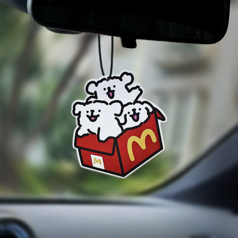 车载香片线条小狗车内香薰片ins风卡通可爱挂饰挂件持久留香氛女