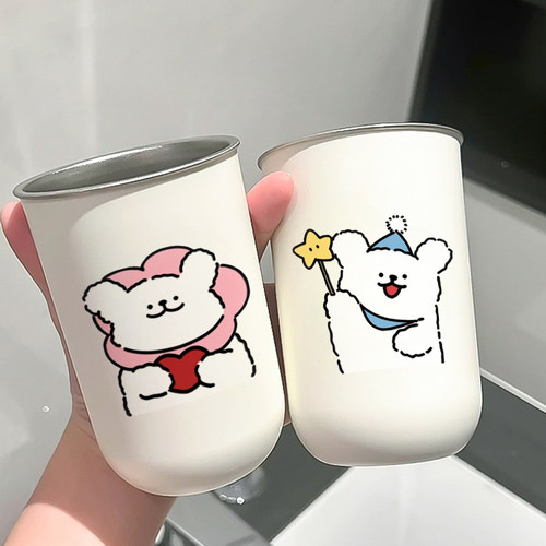 可爱漱口杯304不锈钢家用牙刷杯儿童高颜值宿舍洗漱水杯情侣牙缸
