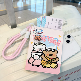 线条狗护照夹收纳包证件套多功能护照一体卡包出国坐飞机旅行便携