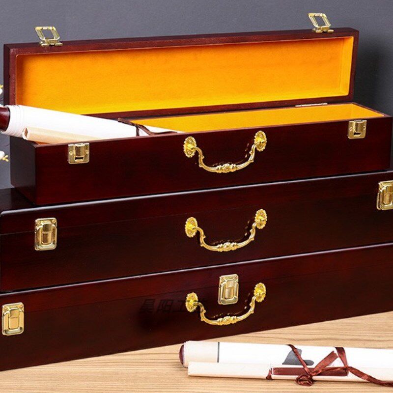 定制香樟木书画字画礼盒卷轴盒子画密封筒锦盒收S纳收藏盒木质包