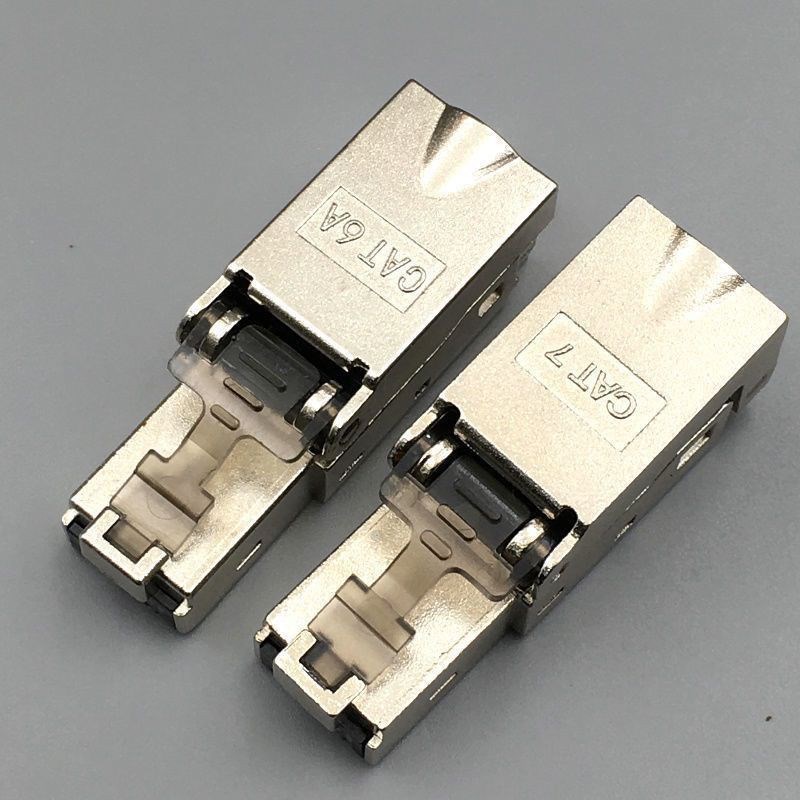 镀金超六类七类八类免打网络水晶头Acat6A7类8类免压万兆屏蔽水晶