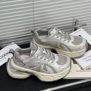 跑步鞋 真皮厚底巴黎老爹鞋 百搭网面透气休闲运动鞋 新款 女2025春季