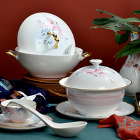 中国风餐具品锅带盖家用创意个性盛汤盆陶瓷中式大号汤碗骨瓷汤锅