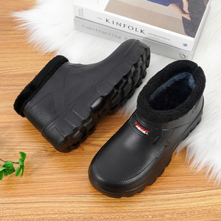 男冬季 厨房工作鞋 男棉鞋 雪地靴高帮男鞋 加绒加厚男女防水鞋 棉鞋
