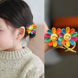 葩葩拉尔儿童发饰可爱太阳花发绳女孩高弹力发圈宝宝不伤发橡皮筋