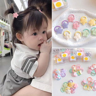 婴儿不伤发小皮筋夏季 亮片宝宝发圈小号啾啾头绳儿童布艺花朵发绳