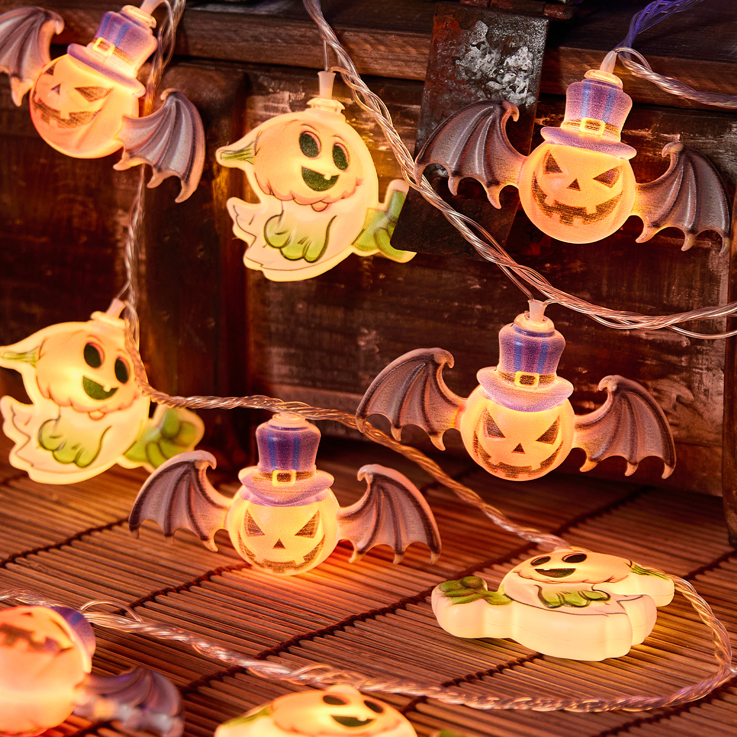 万圣节蝙蝠幽灵南瓜灯串商场酒吧幼儿园室内氛围场景布置装饰道具