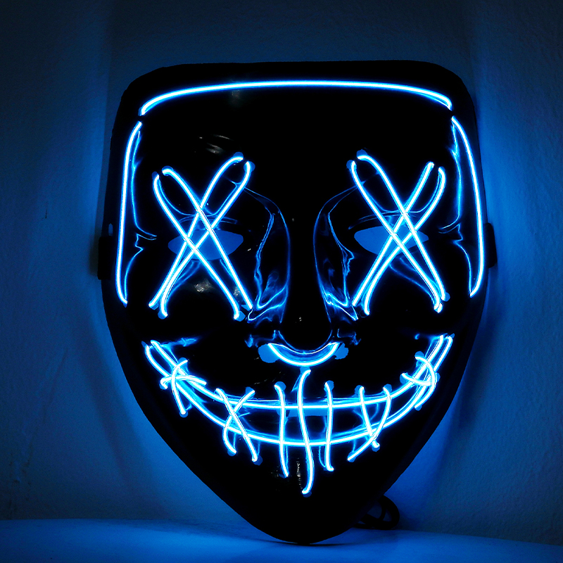 万圣节发光面具科技感夜光帅气