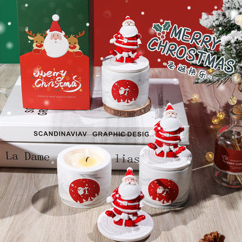 圣诞节礼物老人蜡烛香薰创意陶瓷装饰送男女生餐厅桌面摆件小礼品