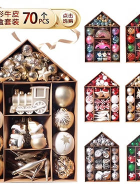 圣诞节圣诞树圣诞球装饰品套餐套装小火车挂件挂饰场景布置气氛围