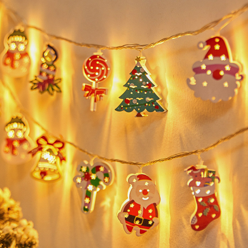 圣诞节装饰灯彩灯闪灯串灯家用室内布置氛围灯发光挂灯圣诞树铃铛