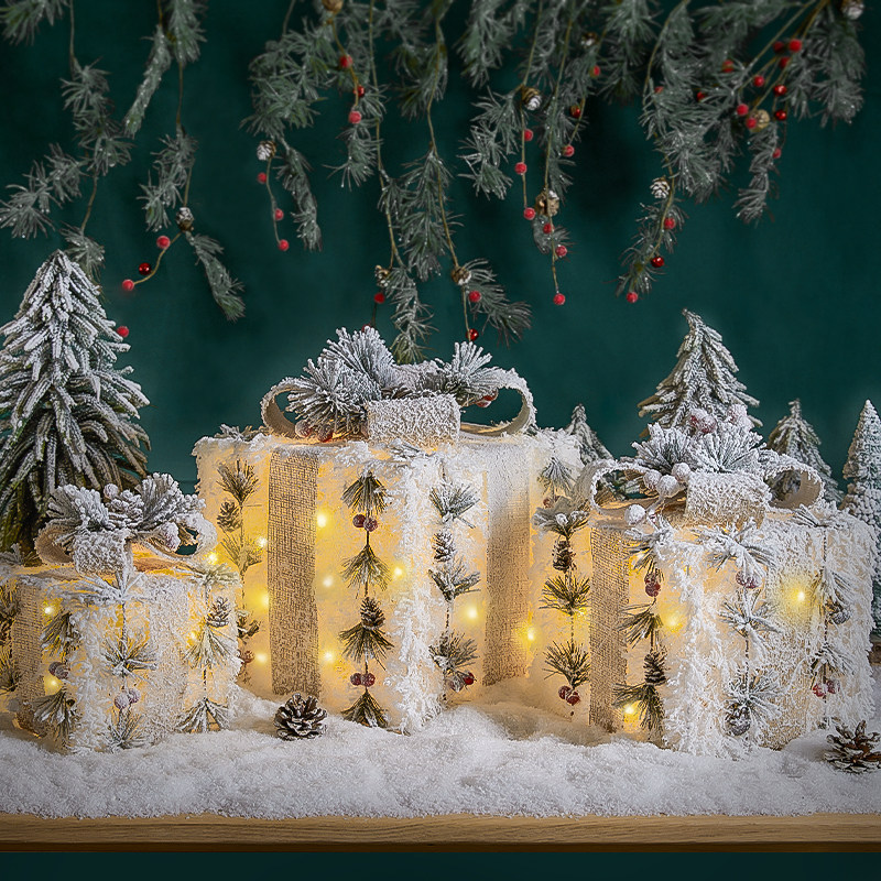 圣诞礼盒装饰发光氛围布置小礼物盒子led落地摆件圣诞树造景礼品